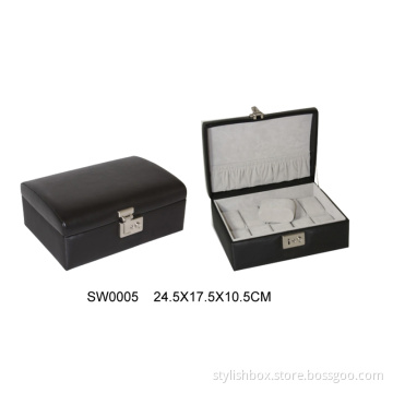 10PCS OEM Black PU Watch Box with Lock (SW0005)
